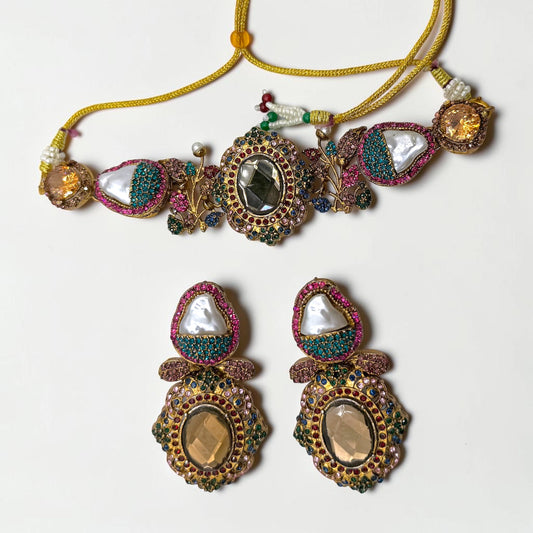 Alara Turkish Choker Set in Multicolor