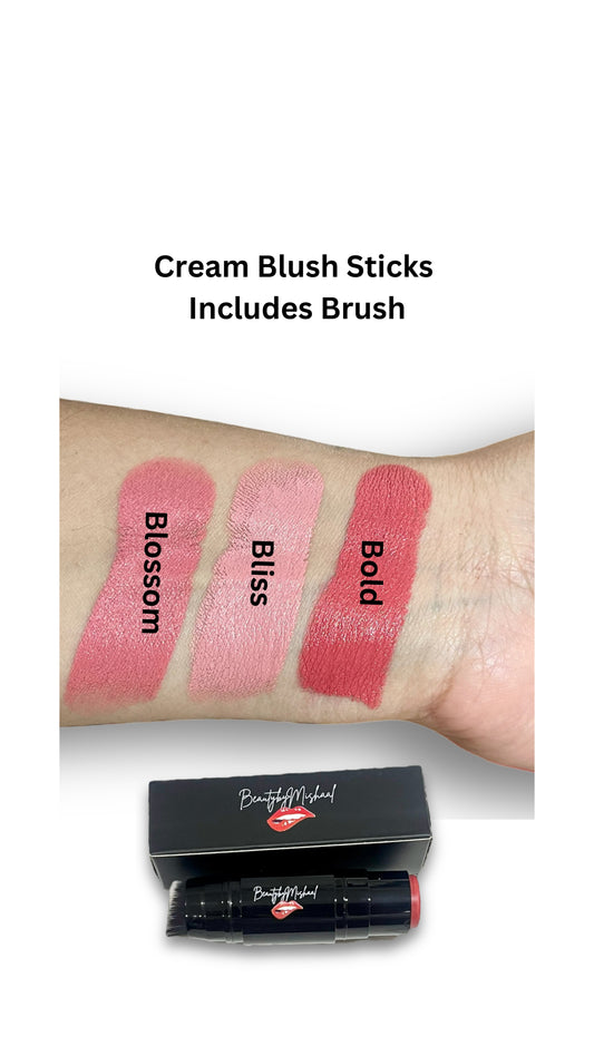 Cream Blush Sticks with Brush