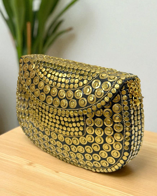 Zara زارا Gold Brass Clutch