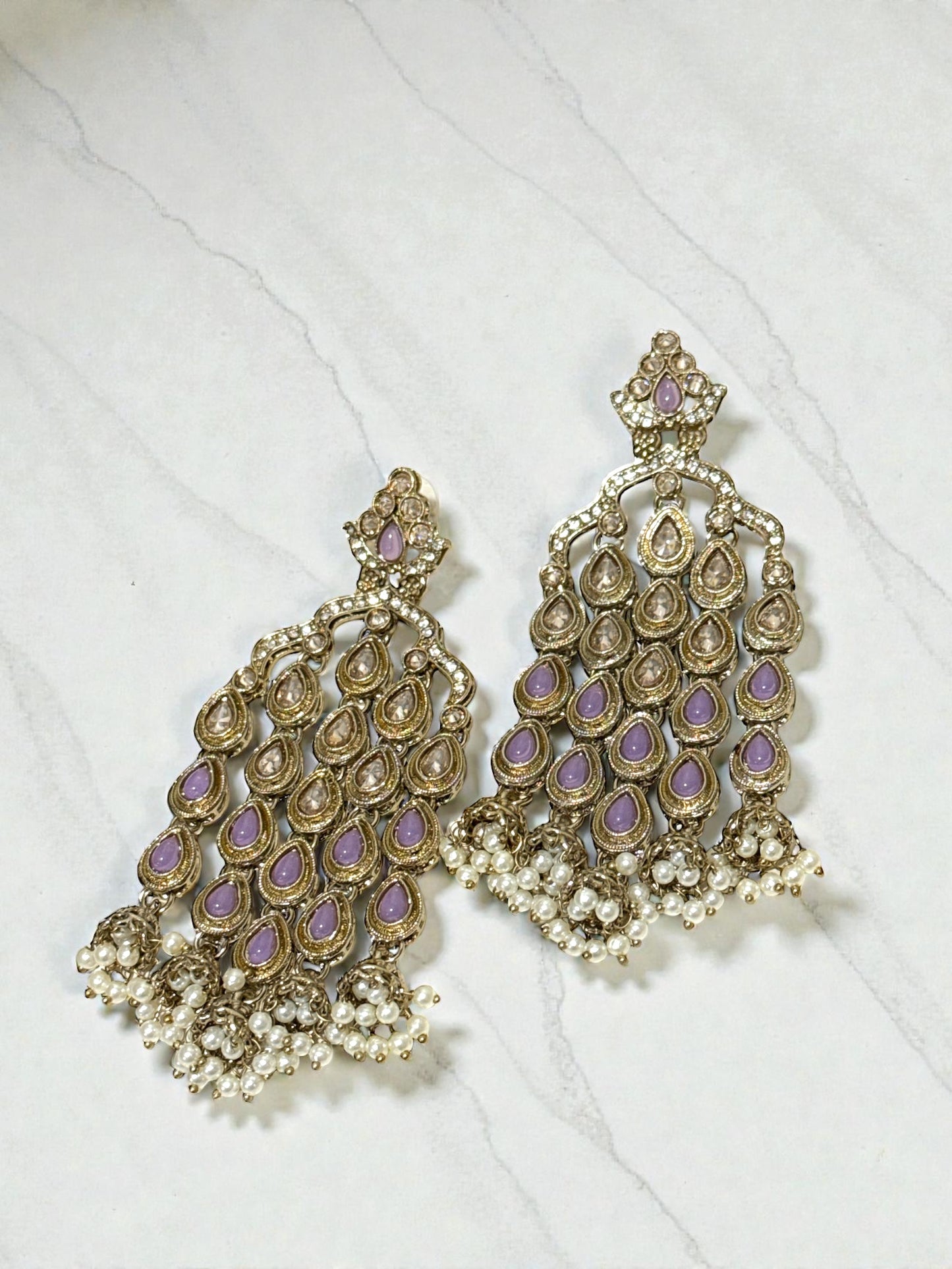 Komal कोमल Polki Earrings in Lavender