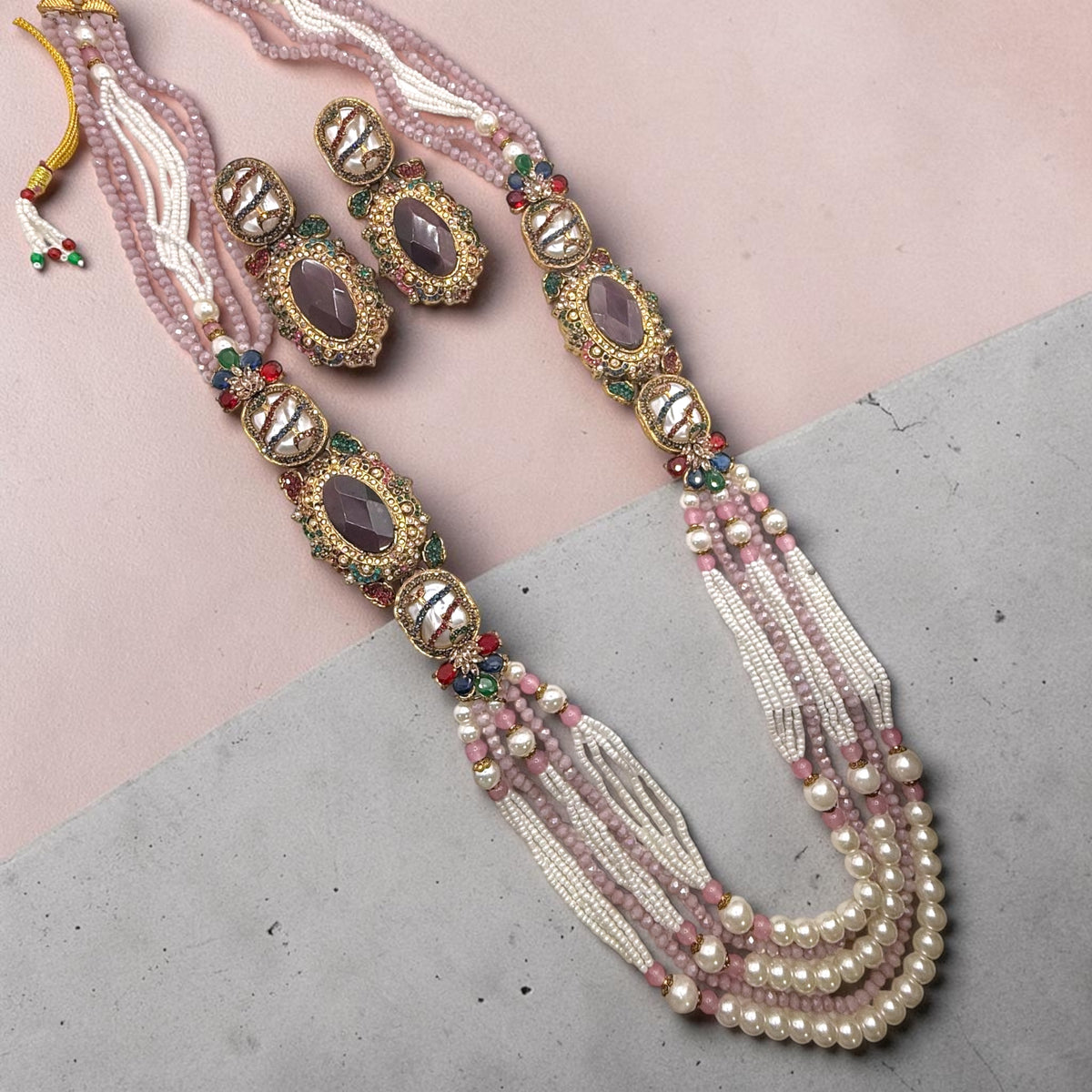 Ayşe Turkish Mala Set in Multicolor & Lavender