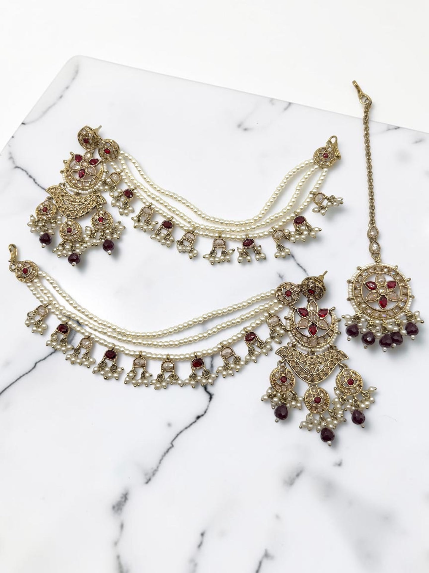 Ambalika अंबालिका Polki Earring Saharay in Maroon