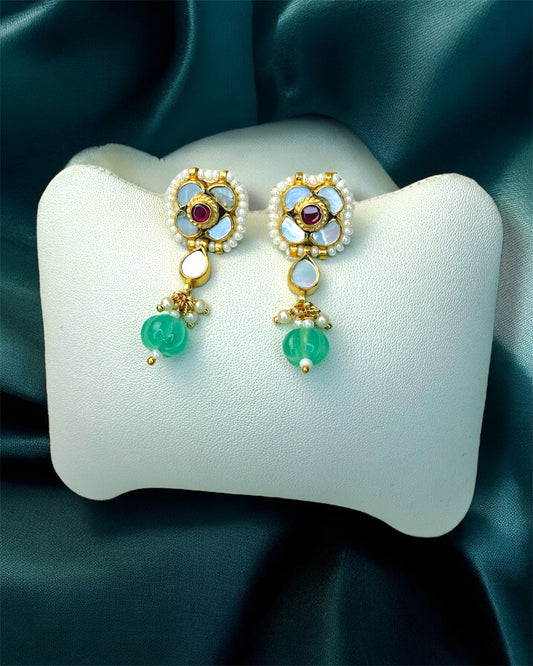 Samira سميرة Opal Paachi Kundan Choker Set in Mint & Ruby - 22k Gold Plated