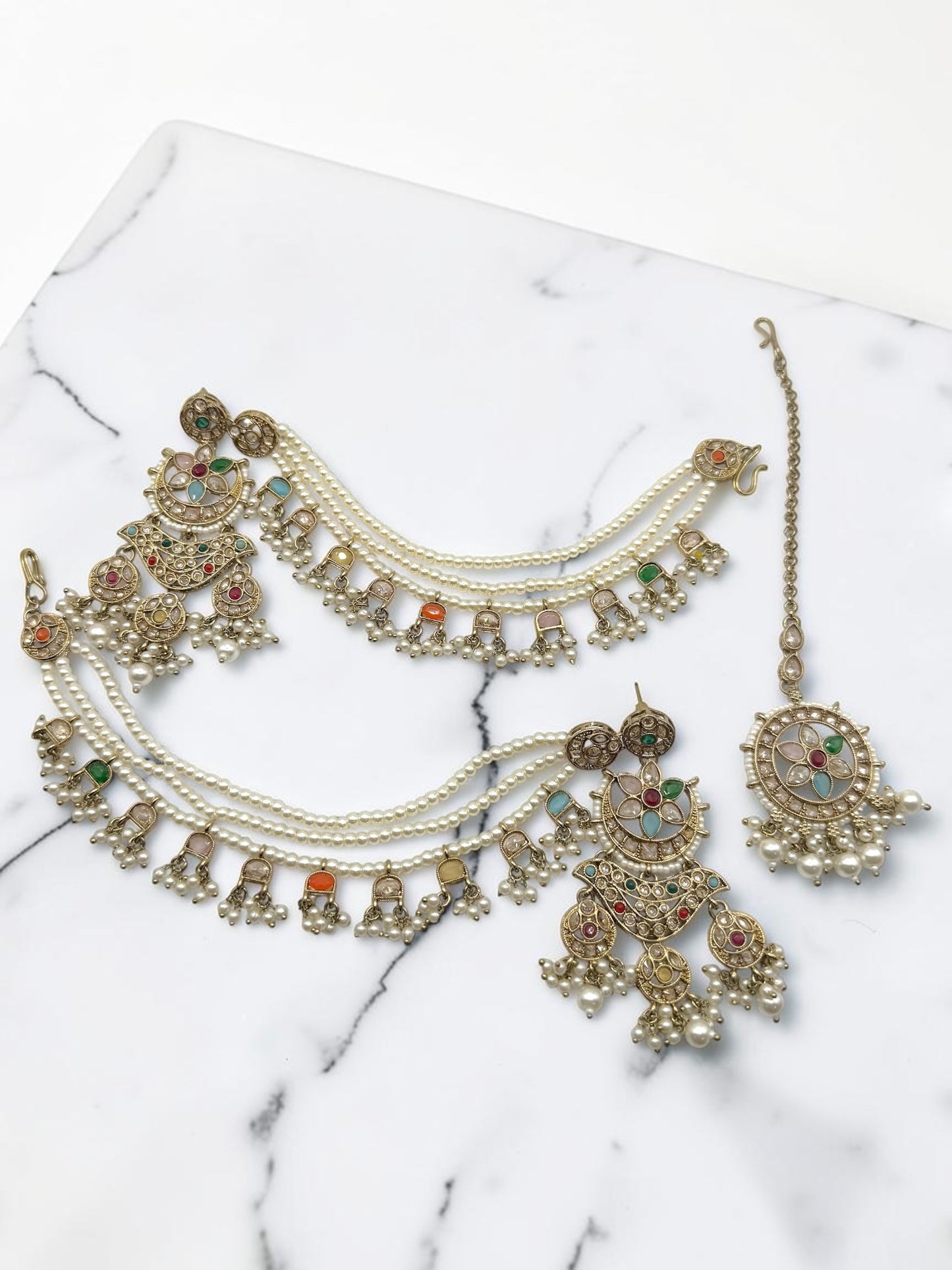 Ambalika अंबालिका Polki Earring Saharay in Multicolor