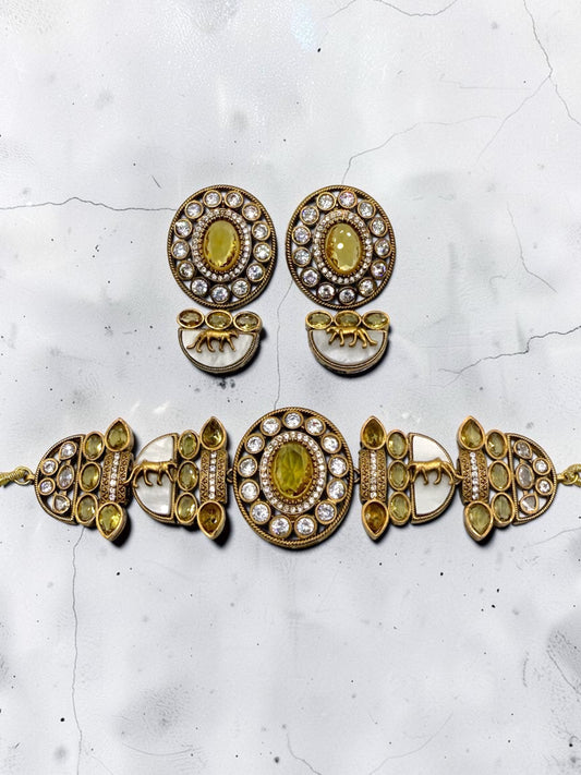 Sabyasachi Inspired Choker Set in Yellow