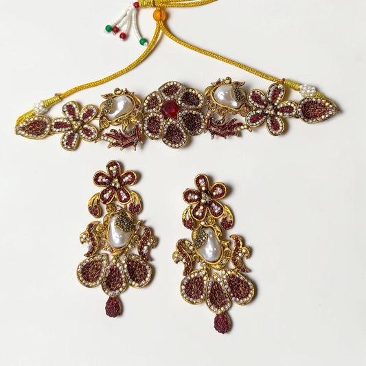 Melike Turkish Choker Set in Red