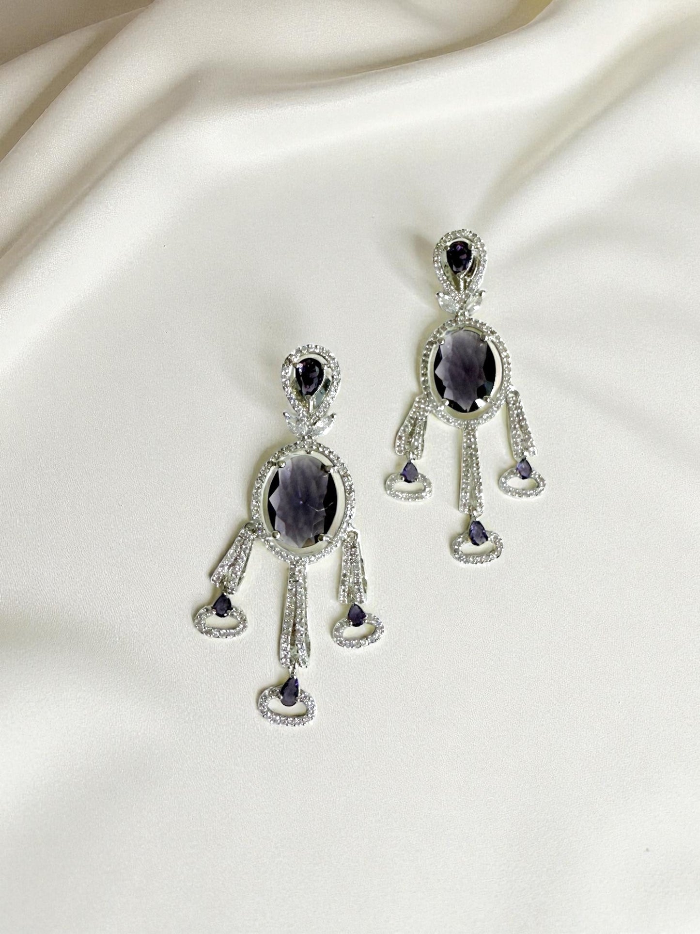 Isra إسراء American Diamond Earrings in Purple