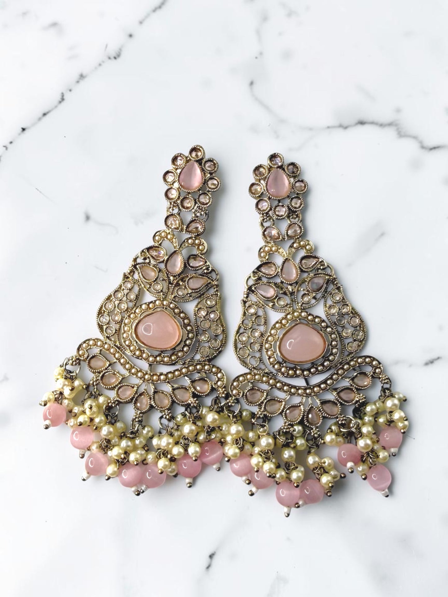 Rishika ऋषिका Polki Kundan Earrings in Pink