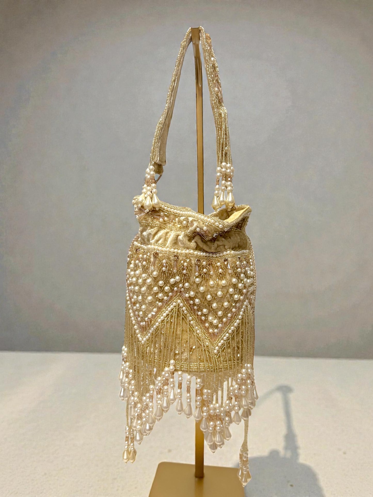 Jasleen जसलीन Beaded Potli Bag in Gold
