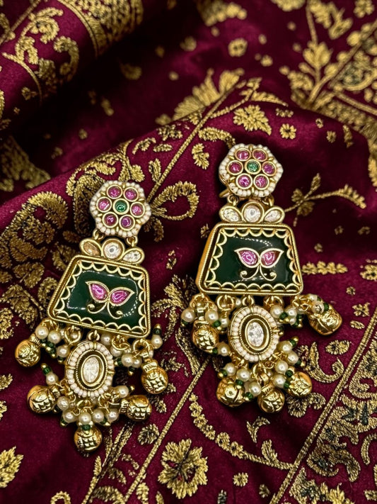 Jyoti ज्योति Heritage Earrings in Green