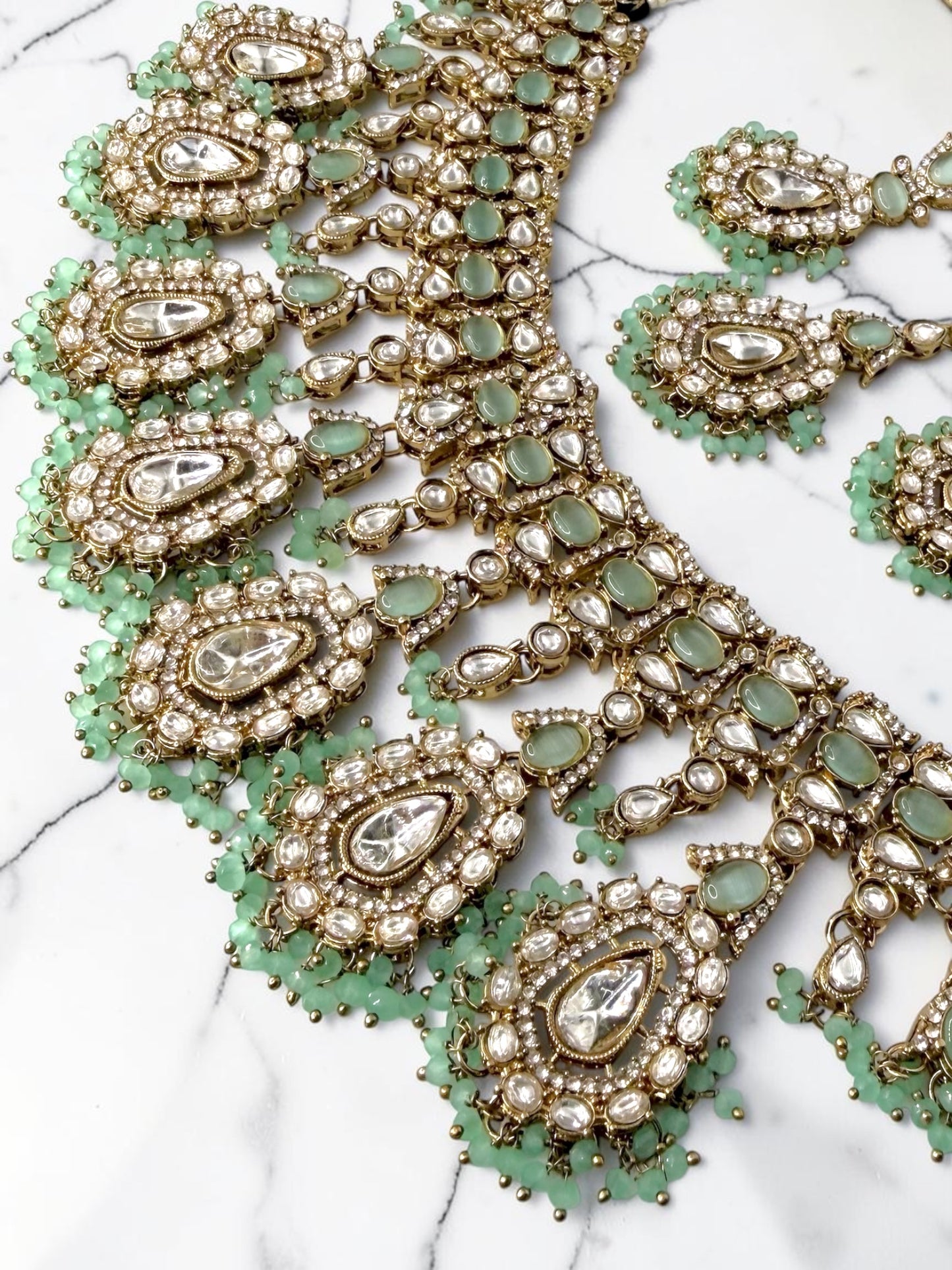 Sharanya शरण्या Kundan Bridal Set in Mint