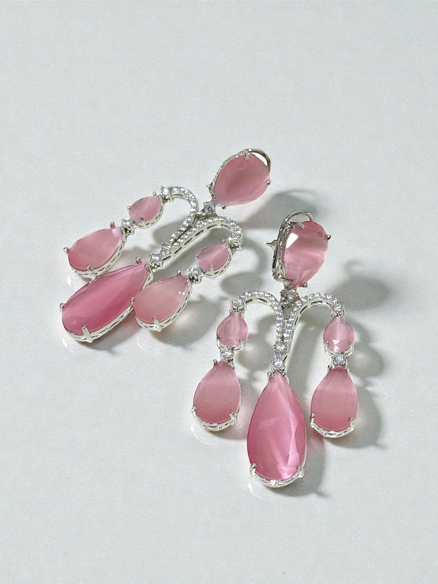 Jawhara جوهرة American Diamond Earrings in Pink