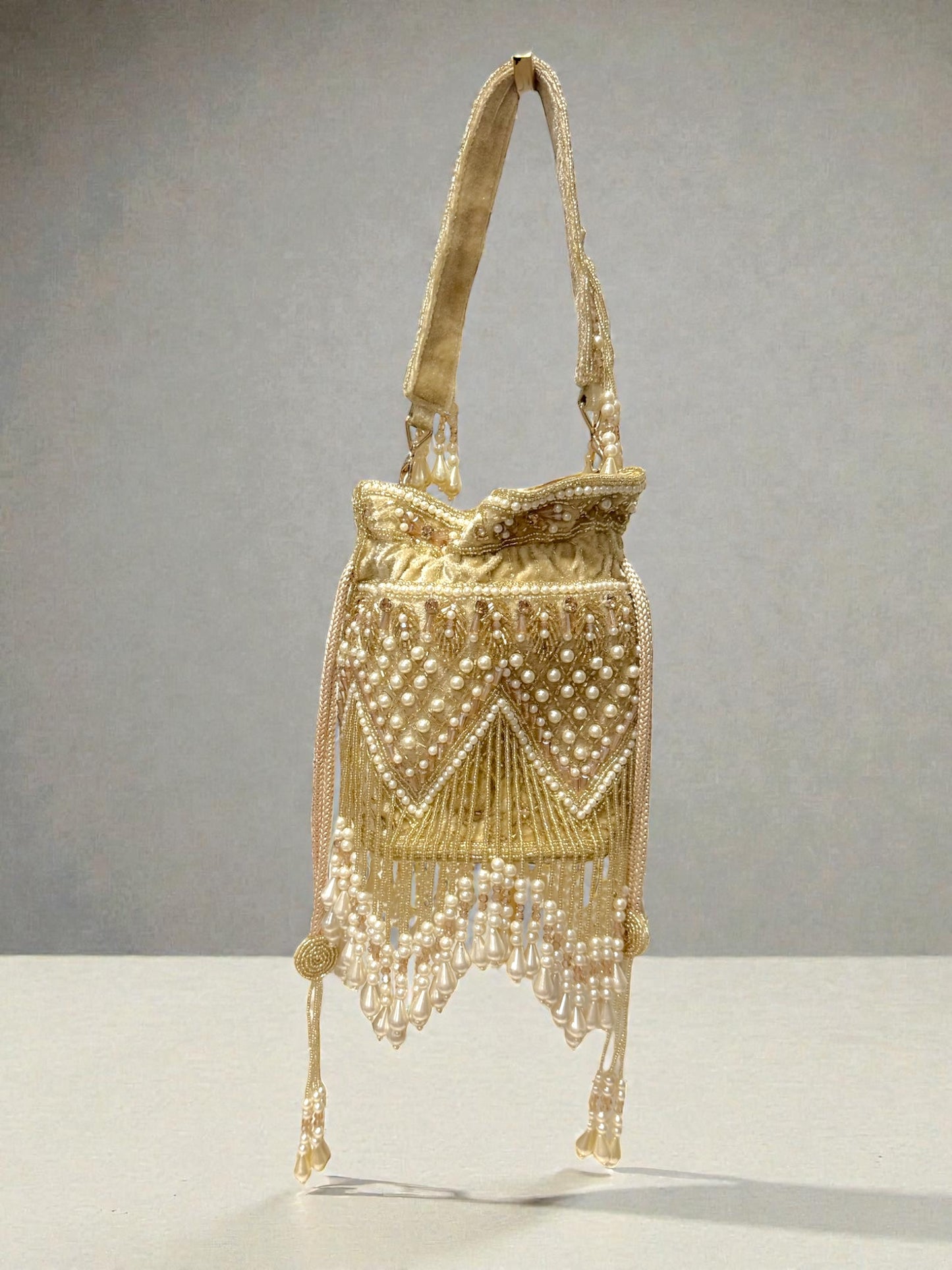 Jasleen जसलीन Beaded Potli Bag in Gold
