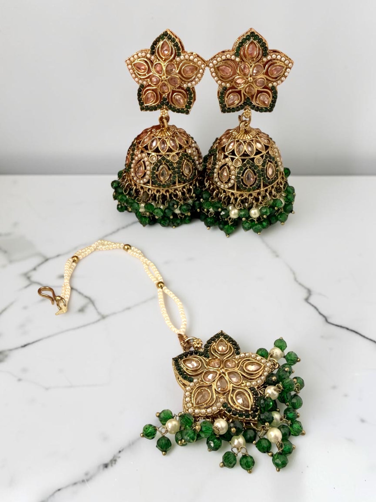 Jhanak झनक Jhumka & Tika Set in Green
