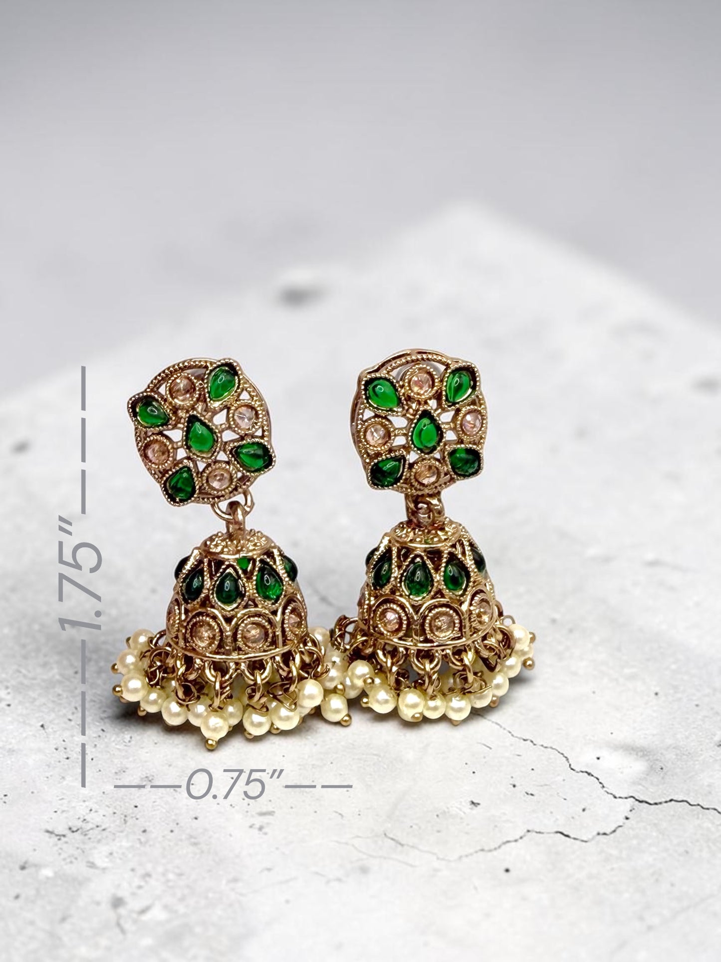 Vaidehi वैदेही Polki Jhumkay in Green
