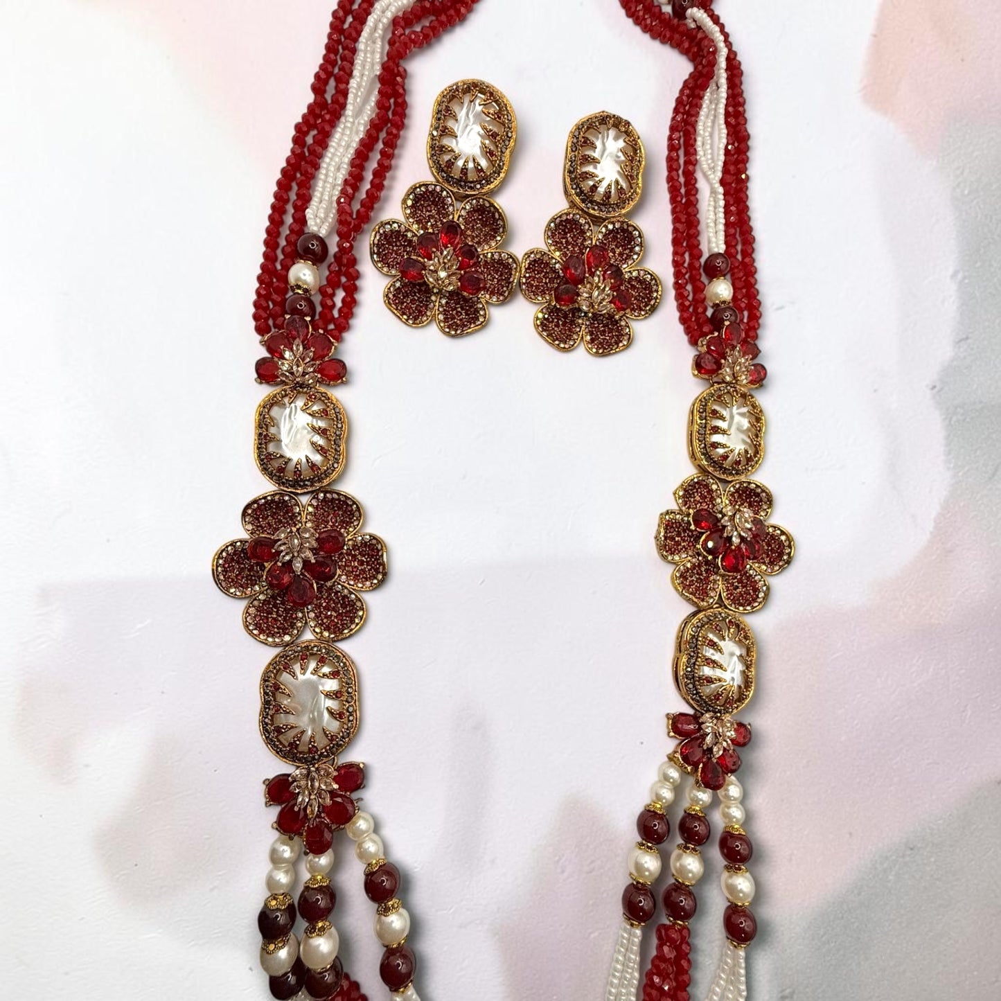Bedriye Turkish Mala Set in Red