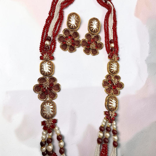 Bedriye Turkish Mala Set in Red