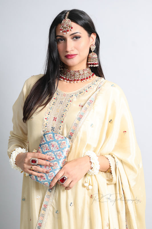 Jasmine चमेली Floral Printed Clutch
