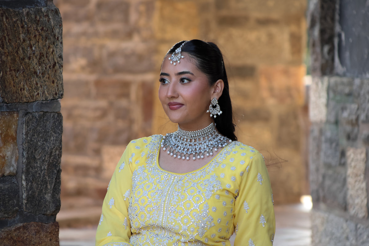 Eiman إيمان Polki Bridal Set in Silver