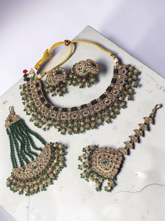 Kanishtha कनिष्ठा Polki Bridal Set in Green