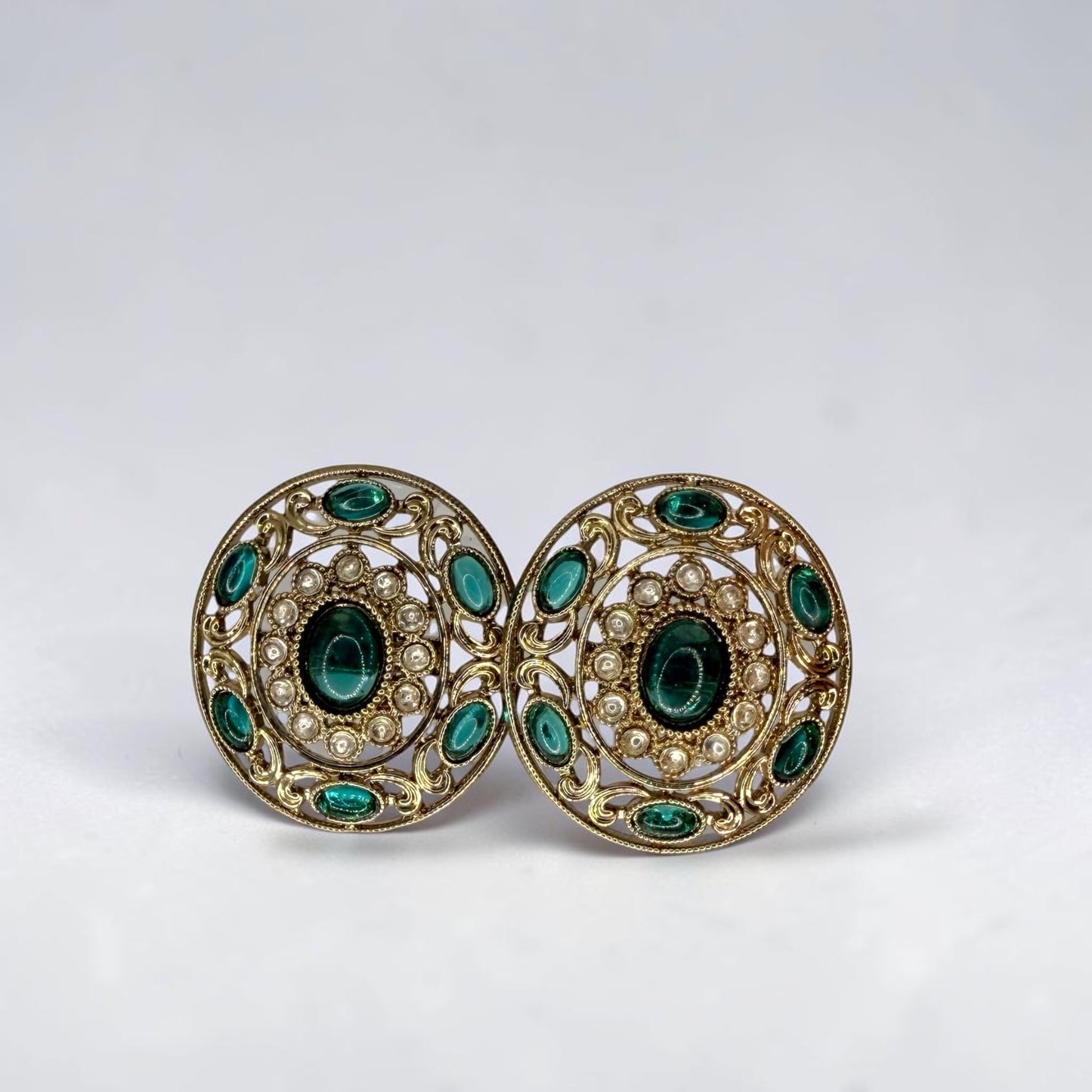Suhaila سهيلة Kundan Studs in Teal