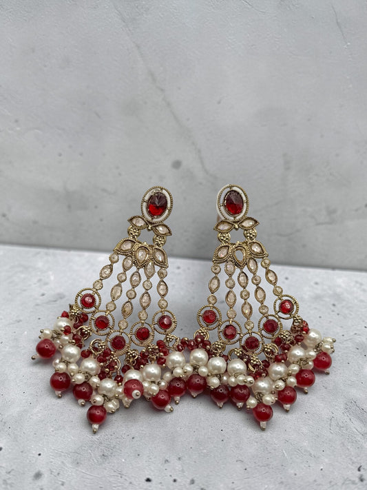 Jivanta जीवंत Polki Earrings in Maroon