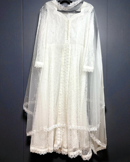 Bespoke Pari پری White Lace Anarkali