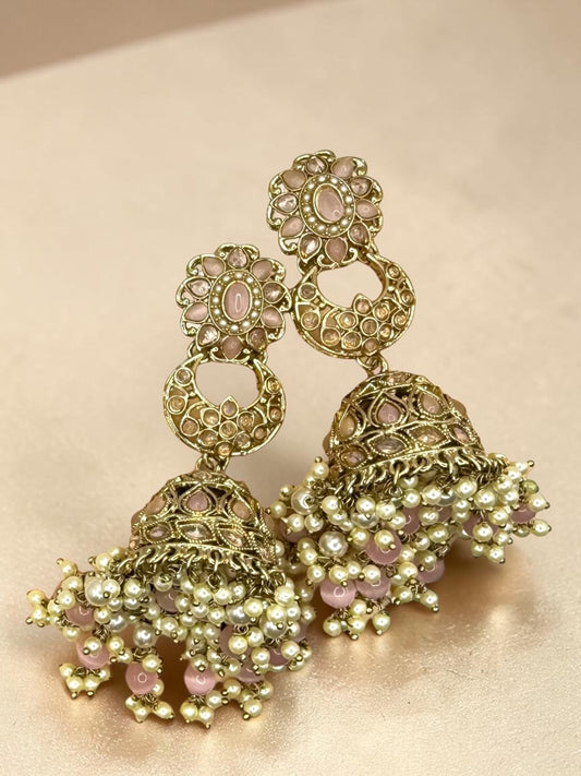 Deepa दीपा Jhumkay Earrings in Pink