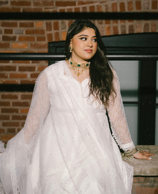 Ebtihal ابتهال Gold Plated Tyaani Kundan Choker Set with Doublet Stone in Red