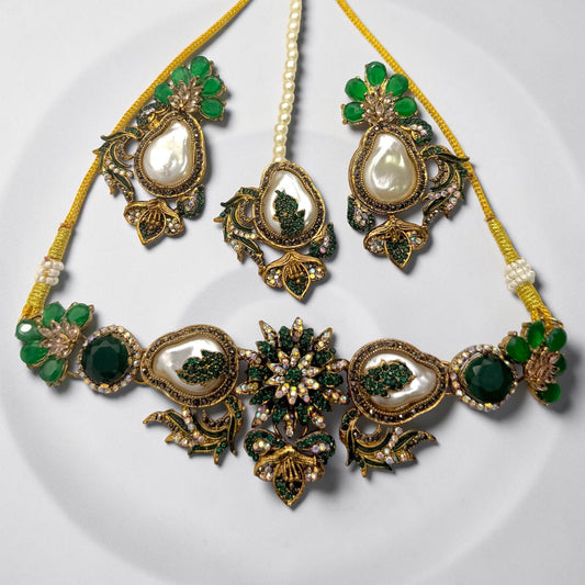 Sude Turkish Choker Set in Green