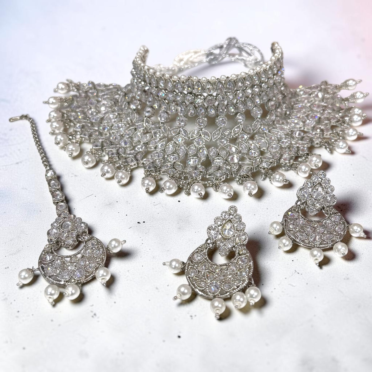 Eiman إيمان Polki Bridal Set in Silver