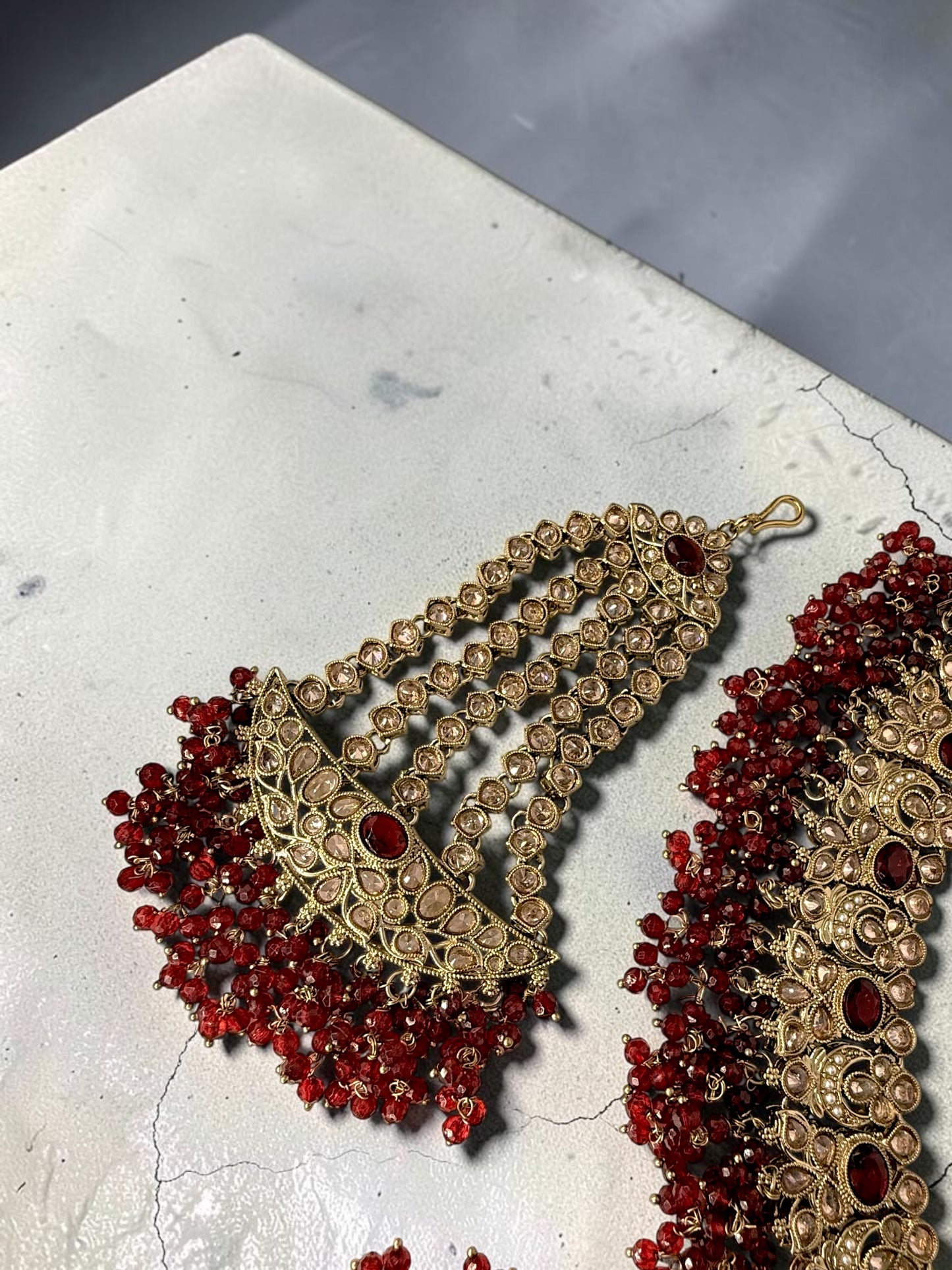 Anurita अनुरिता Polki Bridal Set in Maroon