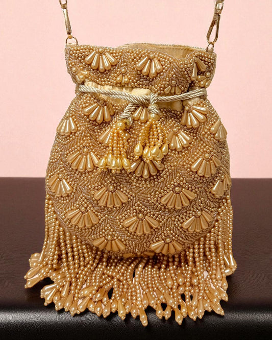 Nadia نادية Gold Pearl Bag