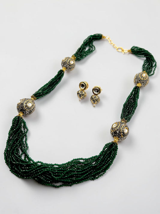 Aarna आर्णा Mala Set in Green