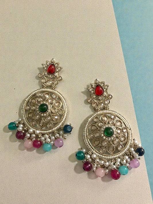 Aamina آمنة Polki Earrings in Multicolor