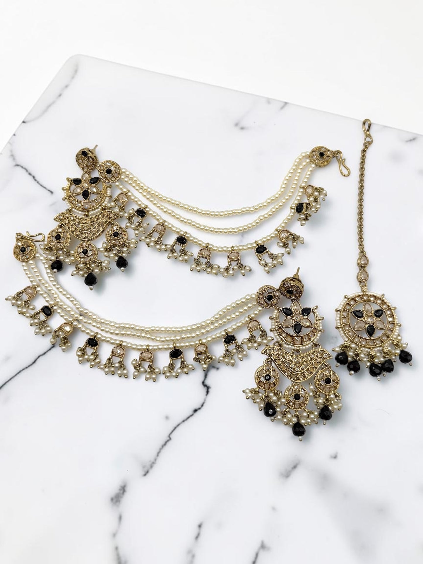 Ambalika अंबालिका Polki Earring Saharay in Black