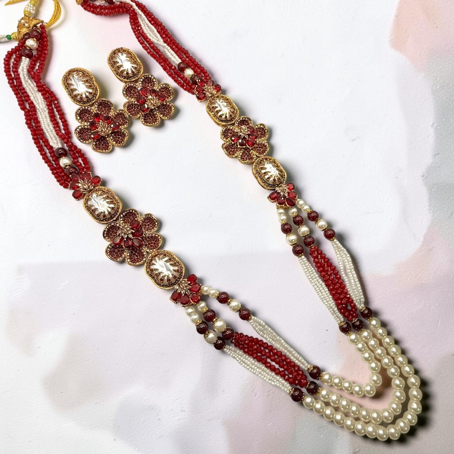 Bedriye Turkish Mala Set in Red