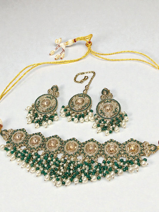 Saachi साची Waterfall Choker in Green