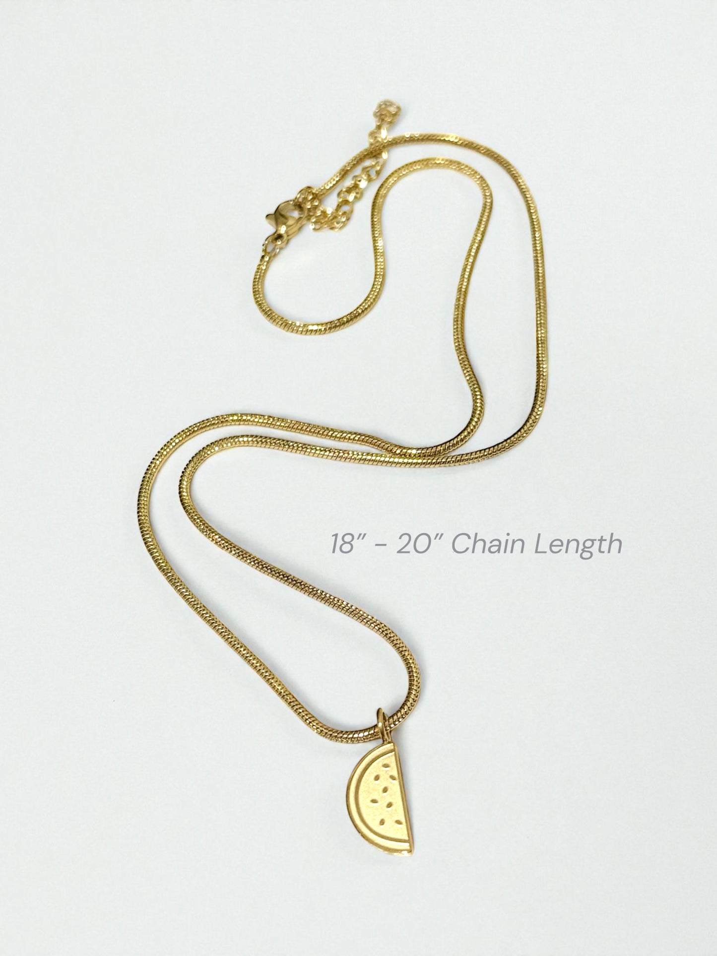 Bat-teekh بطيخ Gold Plated and Stainless Steel Watermelon Necklace in Gold - Palestine Collection