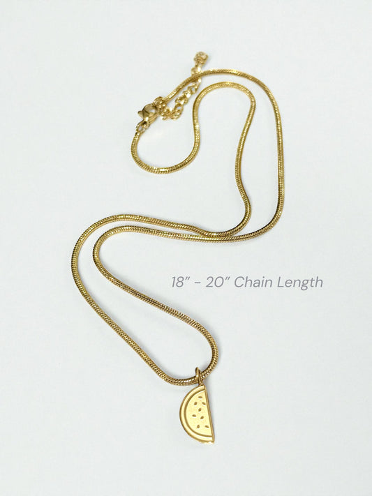 Bat-teekh بطيخ Gold Plated and Stainless Steel Watermelon Necklace in Gold - Palestine Collection
