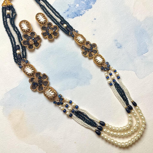 Bedriye Turkish Mala Set in Navy Blue