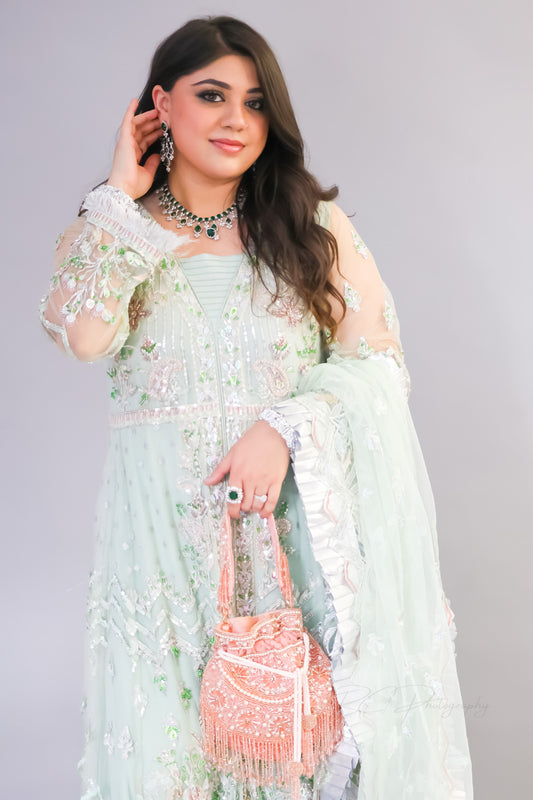 Meher मेहर American Diamond Set in Green