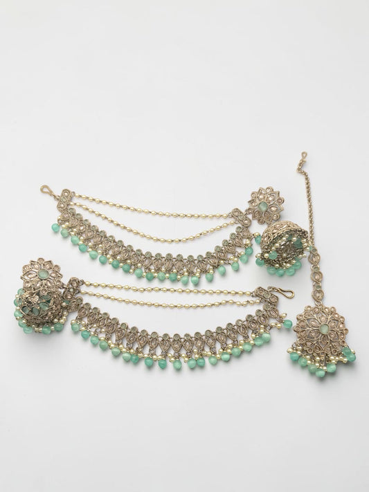 Avisha अविशा Polki Jhumkay Saharay in Mint