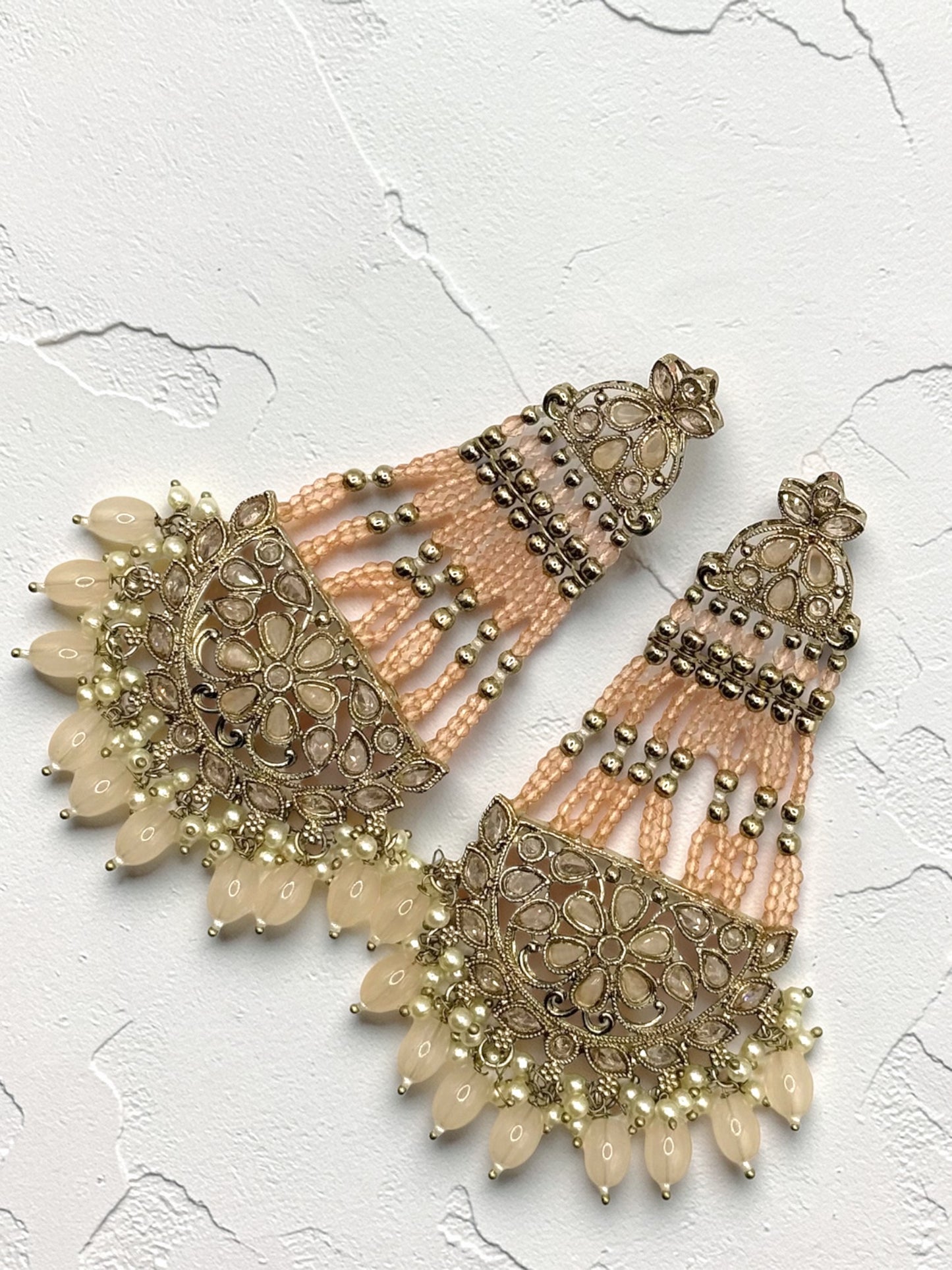 Chandni चांदनी Polki Earrings in Peach