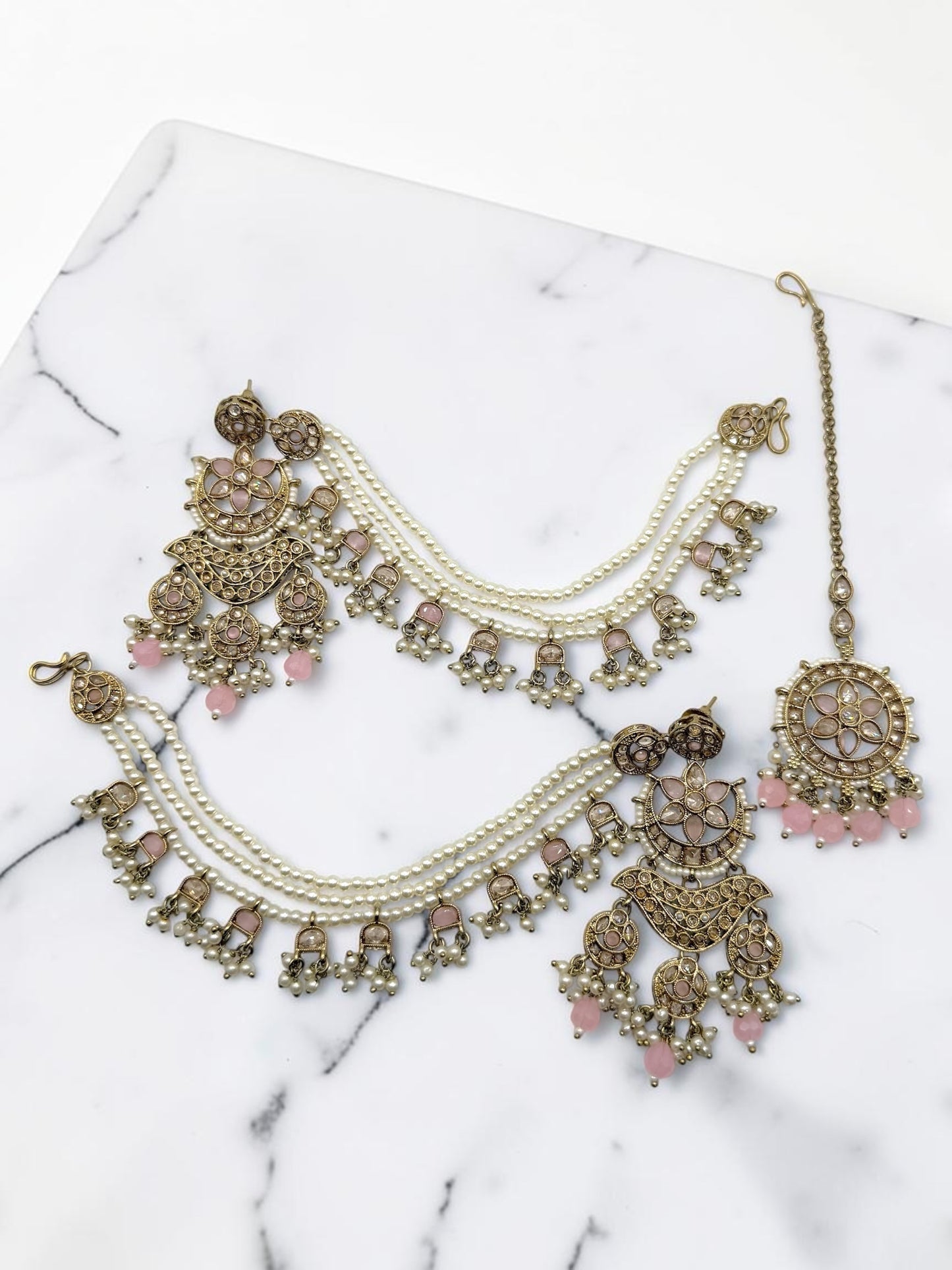Ambalika अंबालिका Polki Earring Saharay in Pink