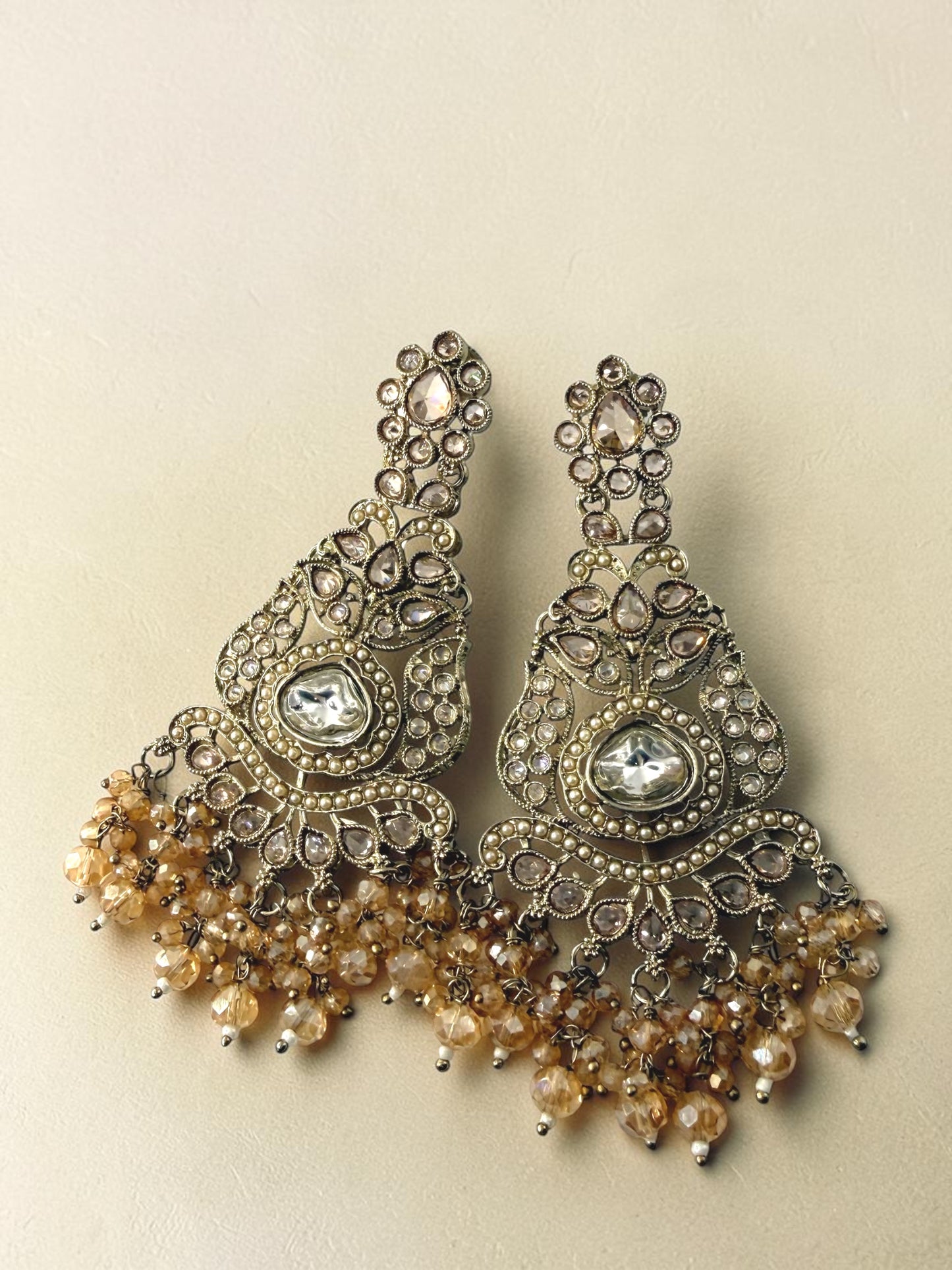 Rishika ऋषिका Polki Kundan Earrings in Honey Gold