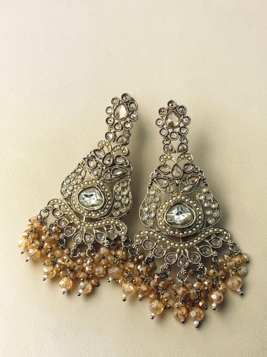 Rishika ऋषिका Polki Kundan Earrings in Honey Gold