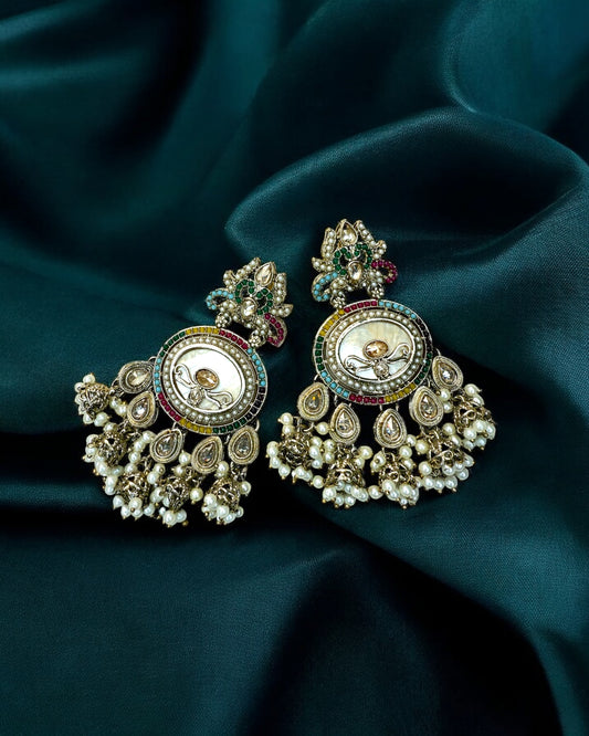 Alya عليا Polki Earrings in Multicolor