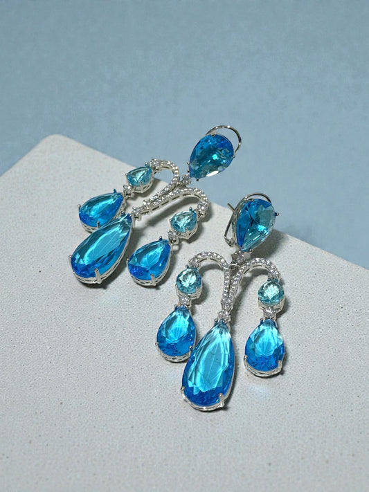 Jawhara جوهرة American Diamond Earrings in Light Blue
