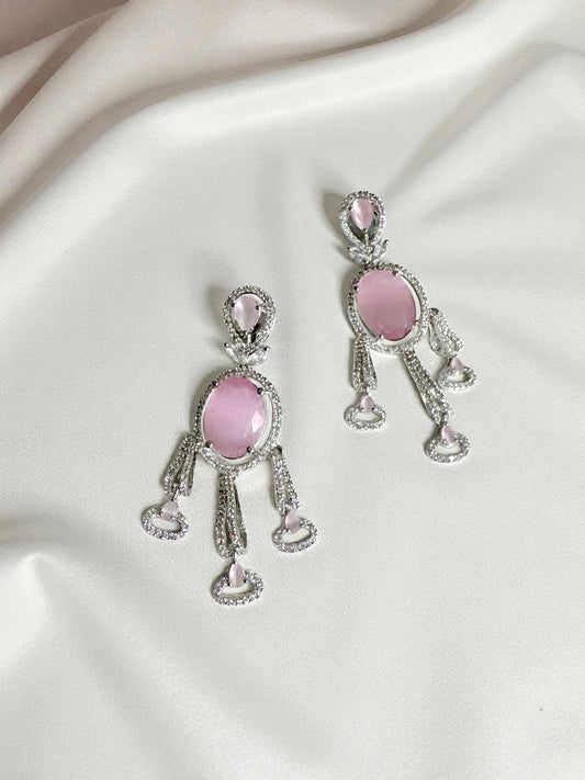 Isra إسراء American Diamond Earrings in Pink
